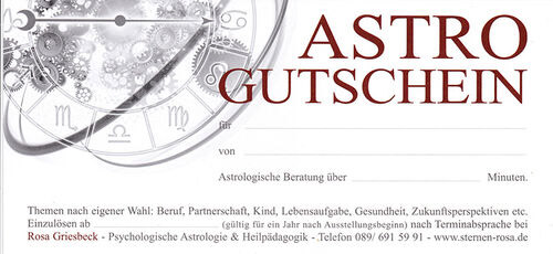 Gutschein für astrologische Beratung
